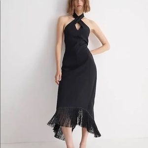 J Crew Halter Neck Dress Fringe